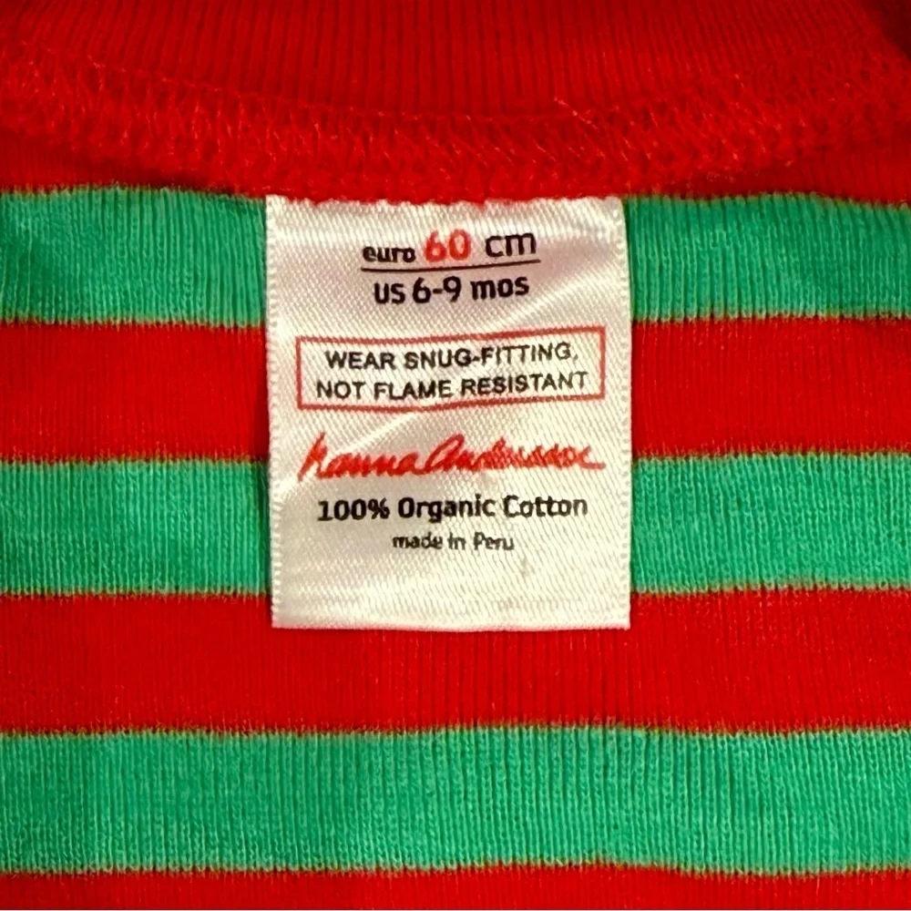 Hanna Andersson Sleeper Boys 6-9M 60 cm Girls Organic Pajamas Christmas Stripes